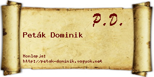 Peták Dominik névjegykártya